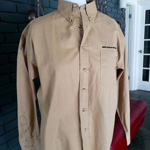 Men’s L BMW Motorrad Khaki Long Sleeved Dress Shirt. New